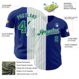 Custom Royal White-Kelly Green Pinstripe Authentic Split Fashion Baseball Jersey