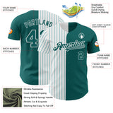 Custom Teal White-Teal Pinstripe Authentic Split Fashion Baseball Jersey