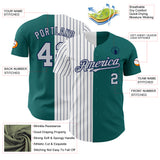 Custom Teal Gray-Navy Pinstripe Authentic Split Fashion Baseball Jersey