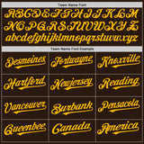 Custom Brown White-Gold Pinstripe Authentic Split Fashion Baseball Jersey