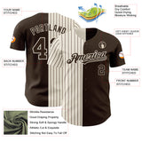 Custom Brown Cream-Brown Pinstripe Authentic Split Fashion Baseball Jersey