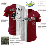 Custom Crimson White-Black Pinstripe Authentic Split Fashion Baseball Jersey