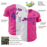 Custom Pink White-Purple Pinstripe Authentic Split Fashion Baseball Jersey