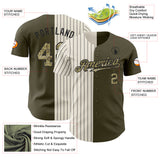 Custom Olive Camo Cream-Black Pinstripe Authentic Split Fashion Salute To Service Baseball Jersey