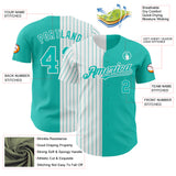 Custom Aqua White-Aqua Pinstripe Authentic Split Fashion Baseball Jersey