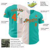 Custom Aqua White-Orange Pinstripe Authentic Split Fashion Baseball Jersey