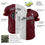 Custom Burgundy White-Black Pinstripe Authentic Split Fashion Baseball Jersey