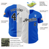 Custom Thunder Blue White-Black Pinstripe Authentic Split Fashion Baseball Jersey