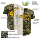 Custom Camo Gold Cream-Black Pinstripe Authentic Split Fashion Salute To Service Baseball Jersey