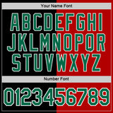 Custom Black Kelly Green-Red Split Fashion Performance T-Shirt