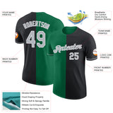 Custom Black Gray-Kelly Green Split Fashion Performance T-Shirt
