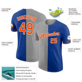 Custom Royal Orange-Gray Split Fashion Performance T-Shirt