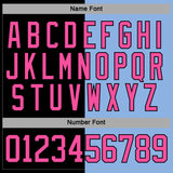 Custom Black Pink-Light Blue Split Fashion Hockey Lace Neck Jersey