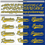 Custom Royal Yellow-White Split Fashion Hockey Lace Neck Jersey