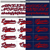 Custom Navy Red-White Split Fashion Hockey Lace Neck Jersey
