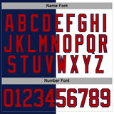 Custom Navy Red-White Split Fashion Hockey Lace Neck Jersey