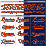 Custom Navy Orange-White Split Fashion Hockey Lace Neck Jersey