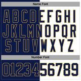 Custom Navy Old Gold-White Split Fashion Hockey Lace Neck Jersey