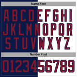 Custom Navy Crimson-White Split Fashion Hockey Lace Neck Jersey