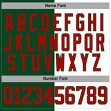 Custom Green Red-White Split Fashion Hockey Lace Neck Jersey