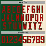 Custom Green Red-Cream Split Fashion Hockey Lace Neck Jersey