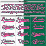 Custom Kelly Green Pink-White Split Fashion Hockey Lace Neck Jersey