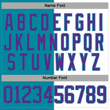 Custom Teal Purple-White Split Fashion Hockey Lace Neck Jersey