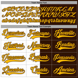 Custom Brown Gold-White Split Fashion Hockey Lace Neck Jersey