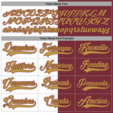 Custom Burgundy Old Gold-White Split Fashion Hockey Lace Neck Jersey