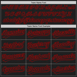 Custom Black Red Split Ripped Pattern Baseball Pullover Sweatshirt Hoodie