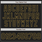 Custom Black Old Gold Split Ripped Pattern Baseball Pullover Sweatshirt Hoodie