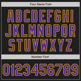 Custom Black Purple-Gold Split Ripped Pattern Baseball Pullover Sweatshirt Hoodie