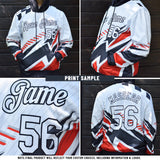 Custom Black White-Crimson Split Ripped Pattern Baseball Pullover Sweatshirt Hoodie