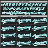 Custom Black White-Teal Split Ripped Pattern Baseball Pullover Sweatshirt Hoodie