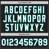 Custom Black White-Aqua Split Ripped Pattern Baseball Pullover Sweatshirt Hoodie