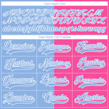 Custom Pink Light Blue-White Split Fashion Hockey Lace Neck Jersey