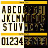 Custom Black Yellow-White Split Fashion Hockey Lace Neck Jersey