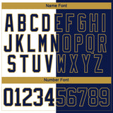 Custom Navy Old Gold-White Split Fashion Hockey Lace Neck Jersey
