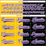 Custom Black Purple Yellow-White Split Fashion Hockey Lace Neck Jersey