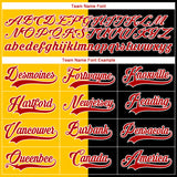 Custom Black Red Yellow-White Split Fashion Hockey Lace Neck Jersey
