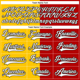 Custom Red Black Yellow-White Split Fashion Hockey Lace Neck Jersey