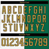 Custom Kelly Green Old Gold Black-White Split Fashion Hockey Lace Neck Jersey