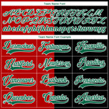 Custom Black Kelly Green Red-White Split Fashion Hockey Lace Neck Jersey
