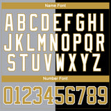 Custom Black Old Gold Gray-White Split Fashion Hockey Lace Neck Jersey