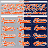 Custom Navy Orange Gray-White Split Fashion Hockey Lace Neck Jersey