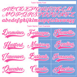 Custom Powder Blue Pink-White Split Fashion Hockey Lace Neck Jersey
