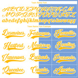 Custom Powder Blue Gold-White Split Fashion Hockey Lace Neck Jersey