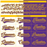 Custom Purple White-Yellow Split Fashion Hockey Lace Neck Jersey
