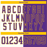 Custom Purple White-Yellow Split Fashion Hockey Lace Neck Jersey
