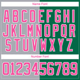 Custom Kelly Green Pink Gray-White Split Fashion Hockey Lace Neck Jersey